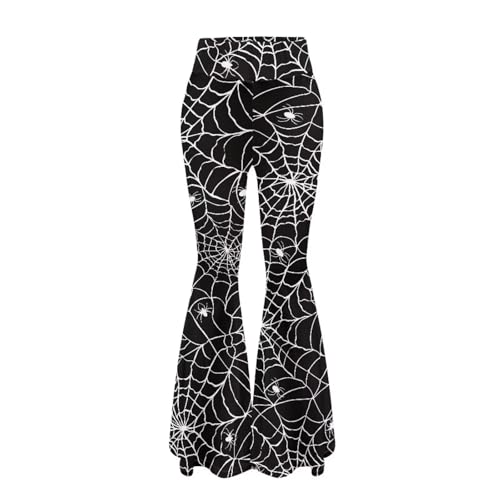 ELEDIZI Calça de moletom feminina flare flare feminina levanta o bumbum, Teia de aranha gótica-2, XG