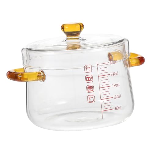 PERSELOSO 透明高硼硅双耳ガラス鍋 耐熱調理器具 食品スープポット 家用蒸し器 安定構造で倒れにくい 日常からパーティーまで対応