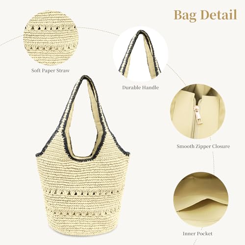 Image of Crescent Straw Shoulder Handbag for Women Summer Beach Tote Raffia Woven Purse Hobo Underarm Bag 2026