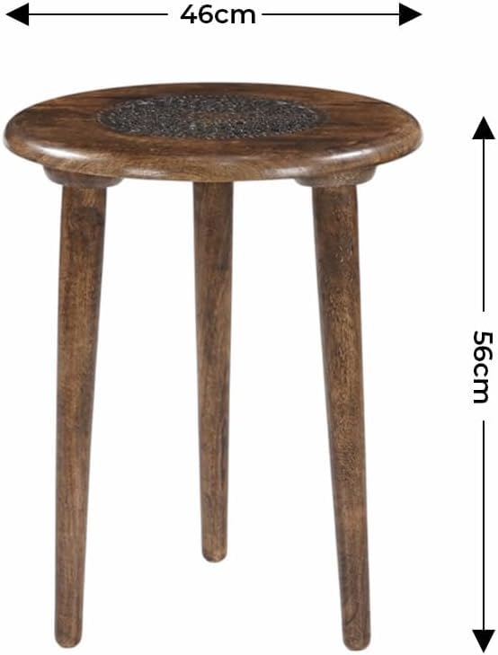 Image of VASIL MART Wooden Table with Three Legs A Modern Round Coffee Table and Side Table for Small Spaces with Pillar Coffee Table for Plants, Books, Magazines (L-18 - INCH)