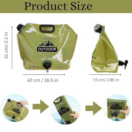 Image of 8L Folding Water Storage Bag Pouch for Cycling, Picnic, Outdoor Camping, Road Trip, Traveling Water Carrier Supplies Bag and Drinking Water Container Tank (1)