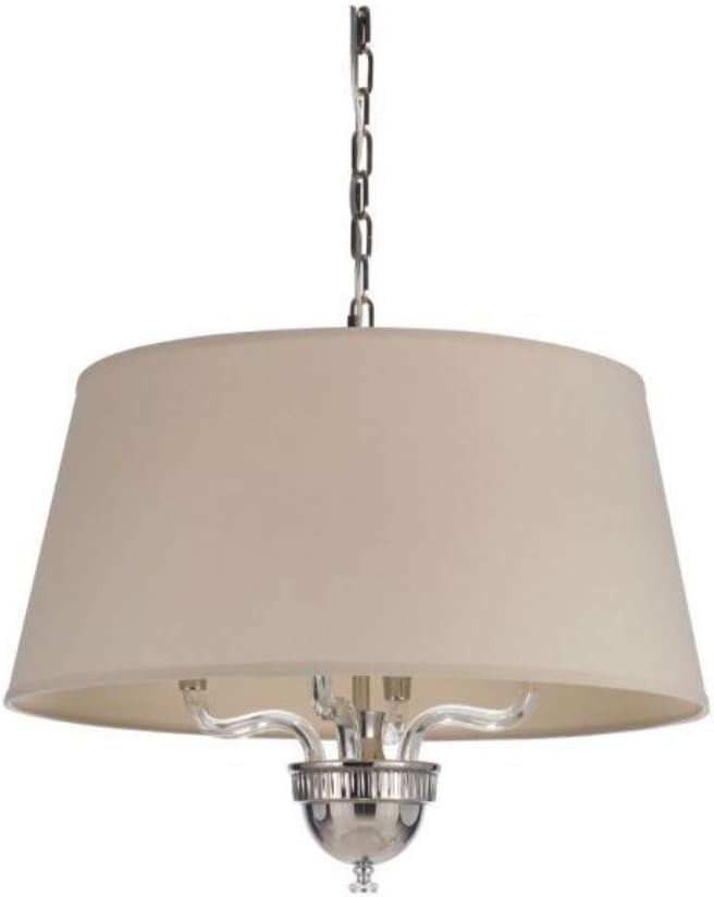 Craftmade Lighting 48094-PLN Deran Pendant 4 Light Ecru Linen Fabric, Polished Nickel Finish with Ecru Linen Fabric Shade