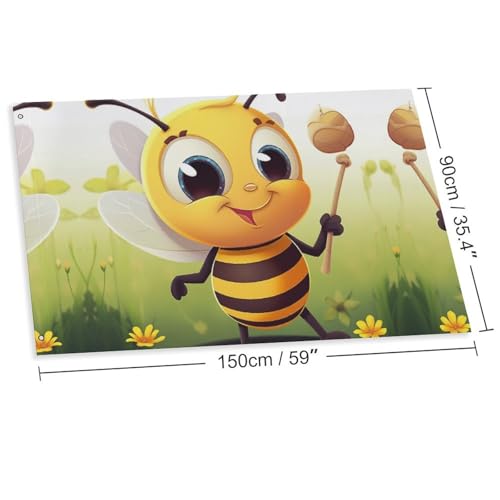 Bannière décorative abeille double face grand drapeau de bienvenue cour - 2