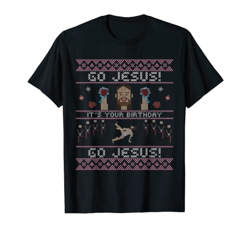 Ugly Christmas Gear Co Go Jesus It's Your Birthday Ugly Christmas Funny Christmas Camiseta Unisex-adultos, Unisex-niños Black Size S
