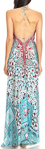 Image of Sakkas Lizi Womens Maxi High-Low Halter Handkerchief Long Dress Beach Party