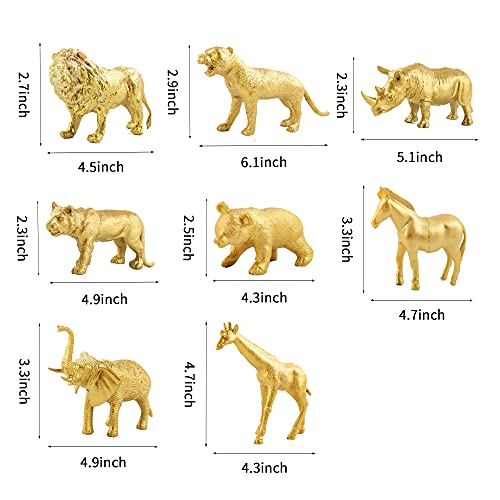 Gold Safari Jungle Wild Animals Figures Cake Toppers Birthday Centerpiece For Baby Shower Jungle Theme Party #TOP1