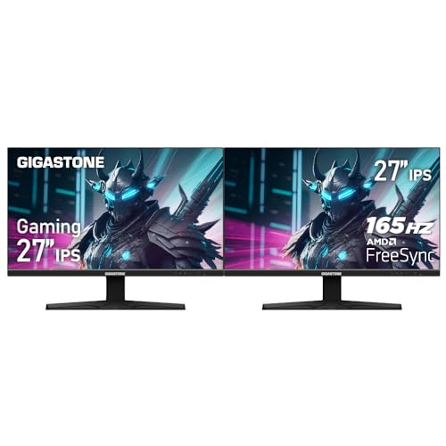 Image of Gigastone 27 inch IPS Gaming Monitor 2-Pack 165Hz FHD 1920 x 1080, 178 Wide View Frameless PC Monitor, Built-in Speakers, FreeSync, Eye Care Technology, Ergonomic Tilt VESA Mount,DP,HDMI