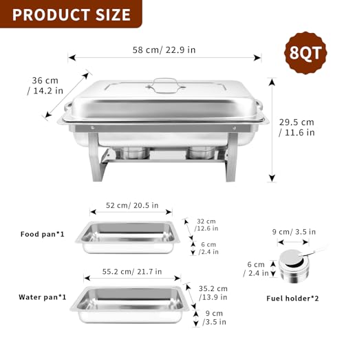 image for PRIJESSE Chafing Dishes for Buffet, 4 Pack 8QT Chafing Dish Buffet Set