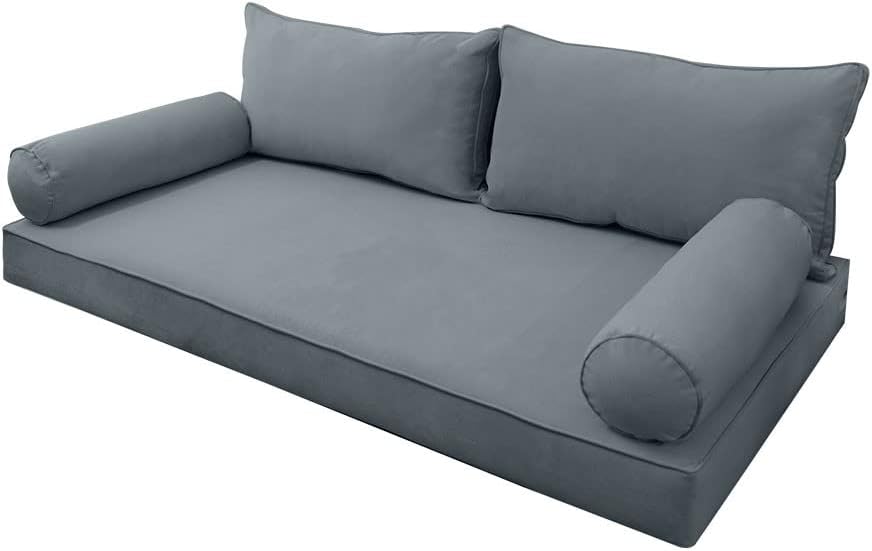Prolinemax Style V2 Full Size Velvet Pipe Trim Indoor Daybed Bolster Pillow Cushion Mattress Fitted Sheet |Cover ONLY| AD347