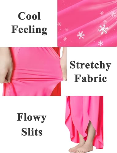 Image of EXARUS Girls Flowy Pants Summer Dance Palazzo Wide Leg Trousers Teen | Tween Split Trousers Elastic High Waisted Vacation Casual Beach Bottoms Youth Front Slit Junior Kids Size 6-12Y