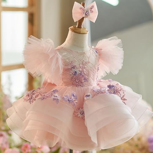 KLFFLGID Baby Girl Dress Bow Embroidered Birthday Party Princess Dress up Dance Performance Tutu Fluffy Dress4