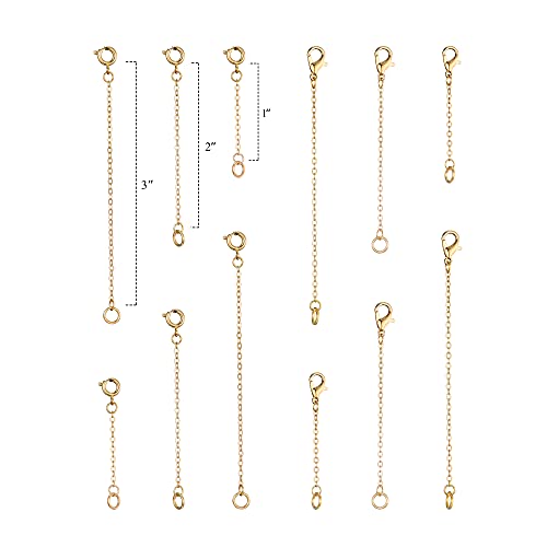 Image of Softones 12-18Pcs Ankle Bracelets Extenders-Extension for Womens Jewelry(1 2 3 Inch),with Lobster Clasp and O-Clasp from Gold Silver Rose Gold