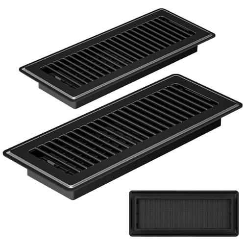 Image of 4x12 Floor Register, Black, Anti-Rust Vent Covers for Floor Vents, 2 Pack