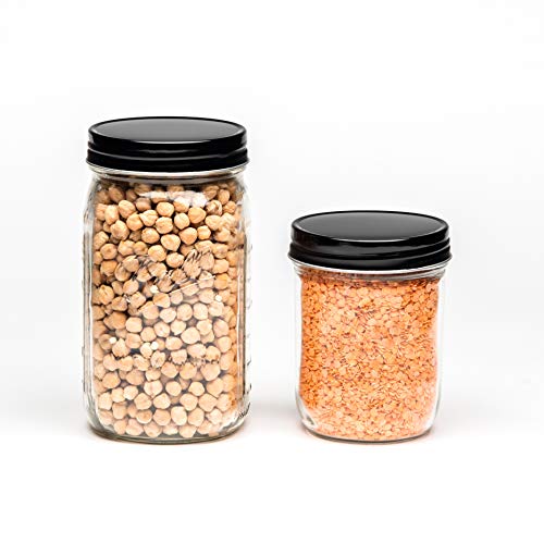 Allspice Rust-Proof Wide Mouth Aluminum Metal Mason Jar Lids Leak-Proof 12-Pack (Black) #TOP2