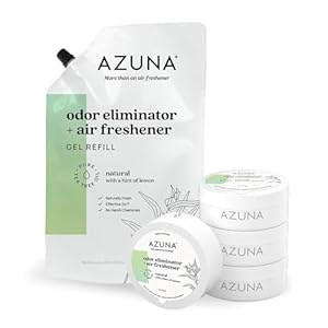 Azuna All-Natural Odor Remover Gel, Whole-Home Kit | Air Purifier with Tea Tree Oil | Plant-Based & Long Lasting | For Pet Odors, Smoke & Strong Odors | Natural Scent