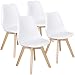 Yaheetech Dining Chairs DSW Chair Shell Lounge PU Side Chair with Beech Wood Legs Modern Mid Century Upholstered Dining Room Living Room Bedroom Kitchen Chairs Tulip Chair White,4Pcs