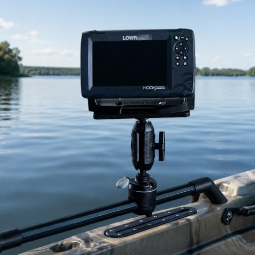 Image of HITORHIKE Universal Fish Finder Mount for Kayak-with Transducer Arm Options,Ball Base,Dual Plates, Fits 9 inch Electronics,Compatible with Garmin /Lowrance /Humminbird(H-Rail Mount Set)