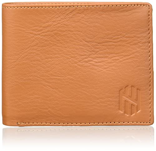 Nelle Harper Men’s Leather Bifold Wallet, Tan, (NHMLWV007)
