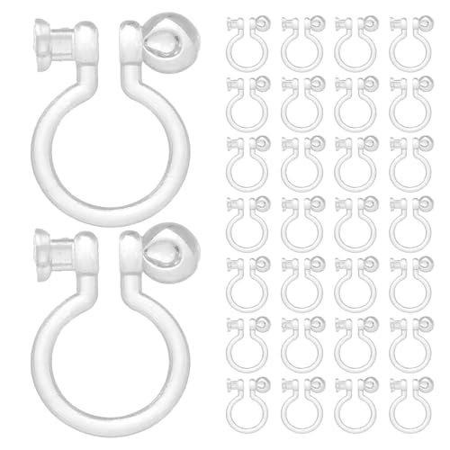 TOPPERFUN Convertidor de Pendientes Clip Invisible Transparente para Orejas sin Perforar 50 Piezas Adaptadores Clips para Pendientes de Plástico Componentes para Fabricación de Joyas DIY