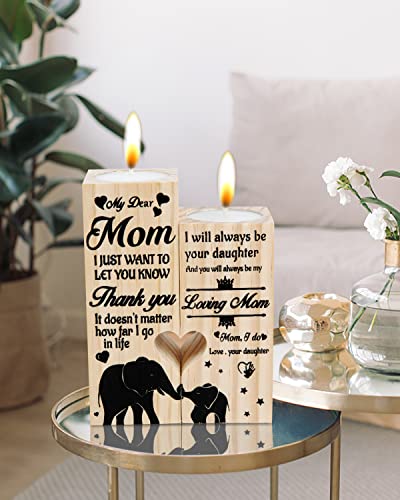 Gifts For Mom From Daughter Mother Daughter Candle Holder With Candle Mother's Day Birthday Christmas Valentines Day For Mom Meaningful Gifts Rustic Farmhouse Style Tealight Candle Holder #TOP4