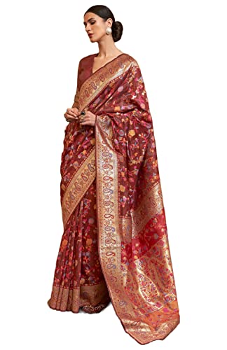 SGF11- Women's Kanjivaram Pure Soft Silk Handloom Saree Pure Gold...