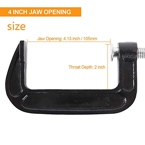 Zeromall 4 Inch C-Clamp Set, Heavy Duty Steel C Clamp Industrial Strength C Clamps For Woodworking thumb #2