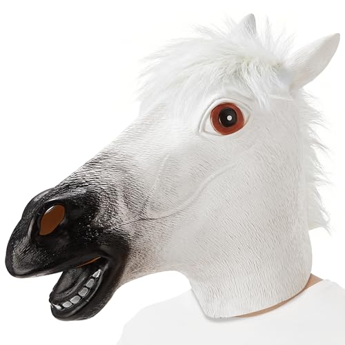 AQKILO Máscara de caballo de látex de animales de granja para cabeza completa, máscaras realistas para Halloween, carnaval, fiesta de disfraces