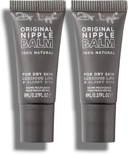 2xOriginal Nipple Balm 8mL Each, 10-in-1 Multi-Purpose Moisturizer for Dry Skin,Lips,Hair,Cuticles & More,100% Natural Lanolin Nipple Cream & Lip Balm,Fragrance & Cruelty Free - Travel Size