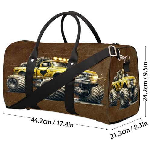 Travel Duffle Bag Vintage Monster Truck Sports Gym Bags for Women Men Weekender Overnight Bags Waterproof Carry On Tote Bag Workout Bag for Dance Swimming Yoga Hospital4