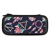 Different Dream Catcher Amulet Portable Protective Shell Compatible with Switch Case Wristlet Travel Bag with 15 Game Cartridges Black-style-19