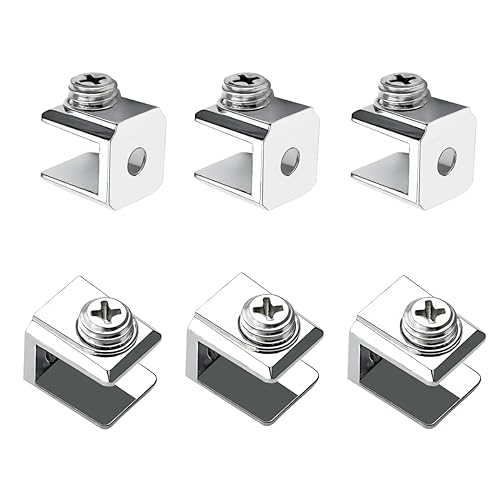 Qrity 16 Pièces Pince à Verre, Support de Verre Réglable, Pince Support en Alliage de Zinc, Pince de Fixation pour Verre de 3-8mm D'épaisseur, Avec Vis