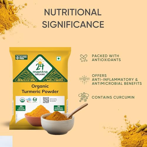 Image of 24 Mantra Organic Turmeric Powder /Haldi Powder /Pasupu podi - 200gms | Pack of 1 | 100% Organic | Chemical Free & Pesticides Free | Rich Flavour | Unadulterated