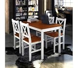 Dioche Juego de mesa y sillas de comedor con mesa de comedor y 4 sillas de comedor de estilo minimalista moderno, color marrón y blanco