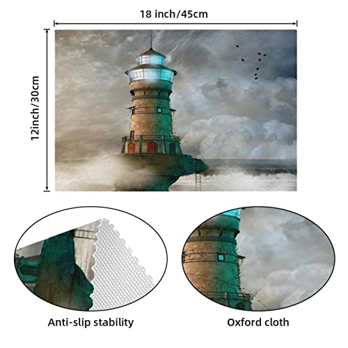 Sets de table phare océan rectangulaires lavables antidérapants