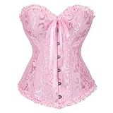 Zhitunemi Renaissance Corset Tops for Women: Pink Corsets Plus Size Halloween Costumes - Ren Faire for Renaissance Festival Pink Small