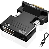 HDMI to VGA Adapter, HD 1080P Audio Video Converter, Gold-Plated Connector (Female to Male) for Computers, desktops, laptops, PCs, Monitors, projectors, HDTVs, Chromebooks,Raspberry Pi,Roku, Xbox,etc