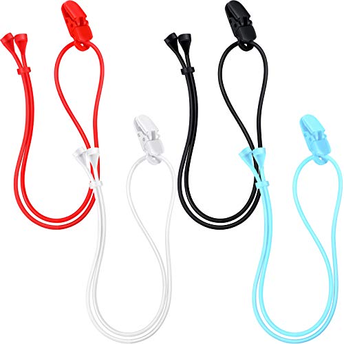4 Pieces Hearing Aid Clips Adjustable Hearing Aid Clip Holder Anti-lost Hearing Aid Lanyard for Adults Seniors, 4 Colors
