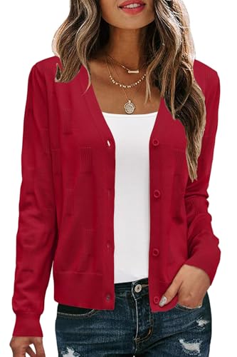 Image of Arach&Cloz Women's Soft Cropped Cardigan Casual Lightweight Shrug Sweater Tops