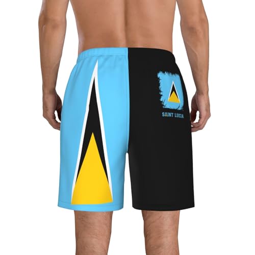 Saint Lucia Flag Men's Swim Trunks Beach Shorts Drawstring Quick Dry Running Shorts with Pockets3