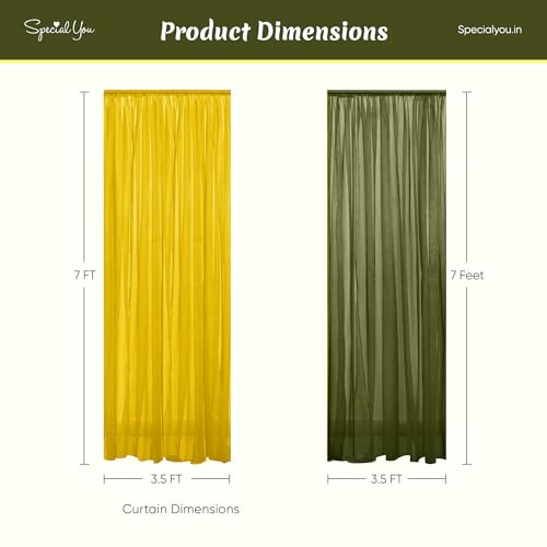 Image of SpecialYou Ganpati Decoration Setup for Home with Yellow & Green (7 *3.5ft) Curtains, Varalakshmi Pooja Decoration Items, Backdrop Cloth for Decorations Pooja, Mandir Decorations Items for Home- 7Pcs