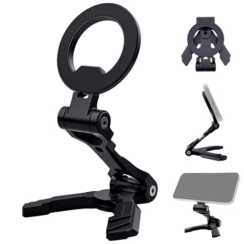 Foldable Pocket-Sized Aluminum Magnetic Phone Tripod Mount with Arca Port, Desktop-Compatible iPhone Stand, Includes 1/4