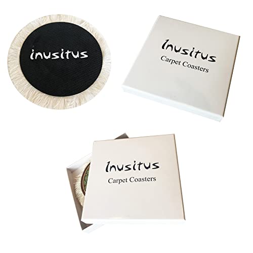 Turkish Rug Coasters Set of 4 – Round Carpet-Style Drink mats with Fringe, Non-Slip Backing, Decorative Home Accent | Dining Accessory