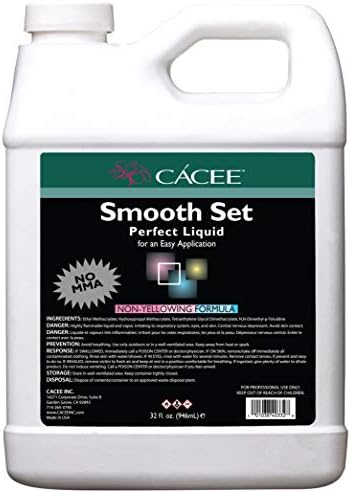 Smooth Acrylic Nail Liquid Monomer 32 oz, Smooth Set Perfect by Cace... Flexible Non-Yellowing Formula, Does Not Contain MMA, Self-Leveling