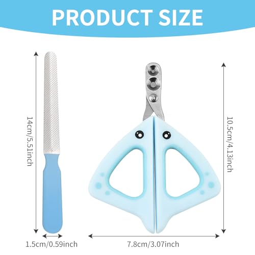 Krallenschere Katzen, Katzen Krallenschneider, Cat Nail Clipper für Kleine Hunde Welpen Katzen mit Datei(Blau), Katzenkrallen Schneider mit 2mm 4mm Loch, Anfänger Toll Geeignet, Schutz, Krallenschere