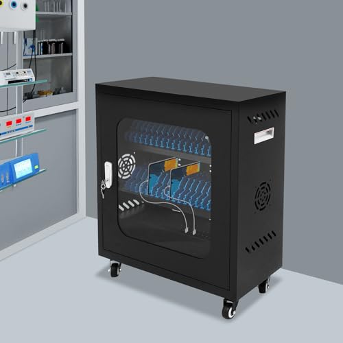 Image of 40-Device Charging Station, Charging Cabinet for Cellphones & Tablet Computers, Rechargeable Cellphone Locker Storage Charging Station, Locking Laptop Storage Box with Cable Management