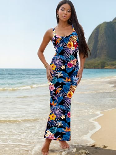 Image of Nimsruc Women Summer Long Dress Casual Slip Sexy Slim Sleeveless Bodycon Maxi Dresses for Women 2024