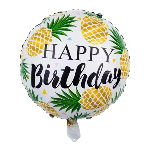 Image of Atpata Funky Pink Beach Goggle Foil Balloon with Pineapple Happy Birthday Balloons for Beach Theme Birthday, Pool Party, Summer, Tropical Aloha Luau Fruits Theme Decorations