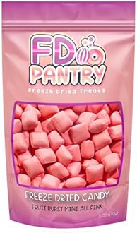 FD Pantry Freeze Dried Fruit Bursts Candy - Mini All-Pinks Strawberry l Hard Candy Mix 5oz Treat Snack Gift Bag Freeze-Dried Candies