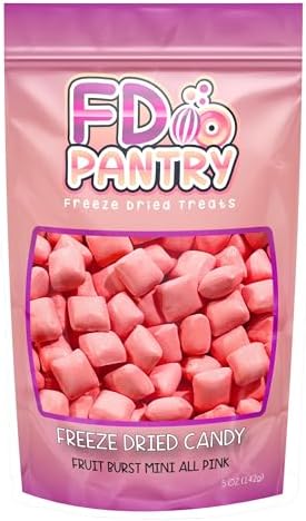 Freeze Dried Fruit Bursts Candy - Mini All-Pinks Strawberry l Hard Candy Mix 5oz Treat Snack Gift Bag Freeze-Dried Candies