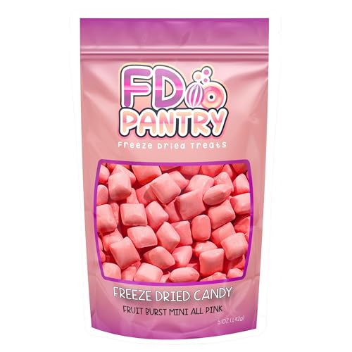 FD Pantry Freeze Dried Fruit Bursts Candy - Mini All-Pinks Strawberry l Hard Candy Mix 5oz Treat Snack Gift Bag Freeze-Dried Candies